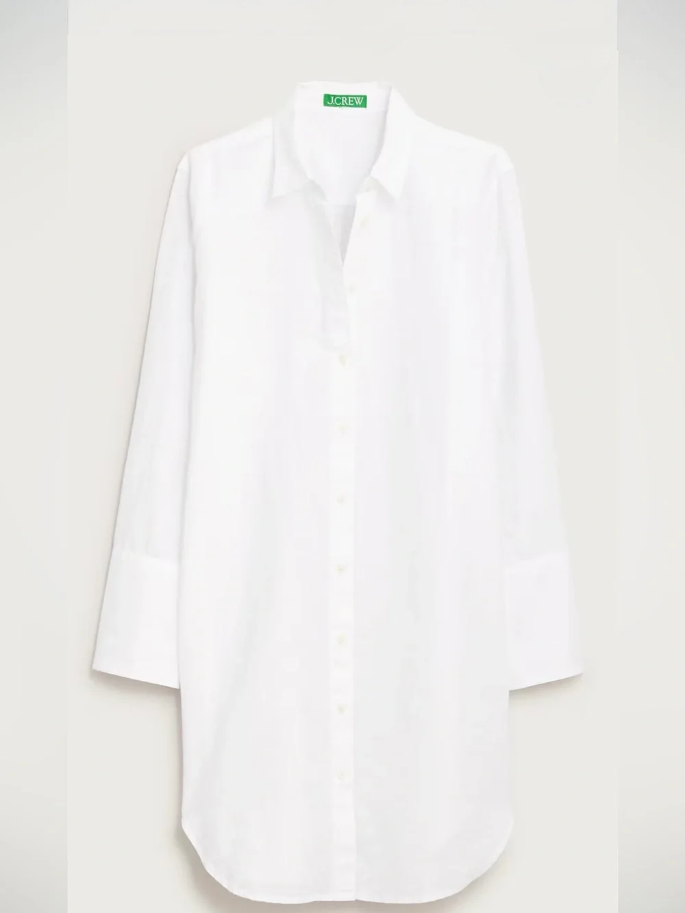 Women’s White Linen Blend Beach Shirt Cover-Up